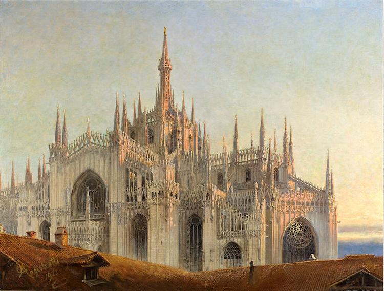 Emilio Magistretti Quasi aurora consurgens the Cathedral. General exterior view from the east China oil painting art